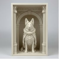 犬（ジャーマンシェパード）の3Dプリント ブックヌーク 白PLA 本棚インテリア