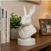 うさぎ（シルバーマーチン）の3Dプリント胸像 白PLA 彫刻 置物 インテリア