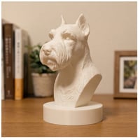 犬（ミニチュアシュナウザー）の3Dプリント胸像 白PLA 彫刻 置物 インテリア