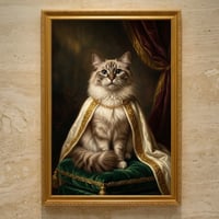 猫（ラグドール）のルネサンス風肖像画 油絵風アートA3額装インテリア壁掛け