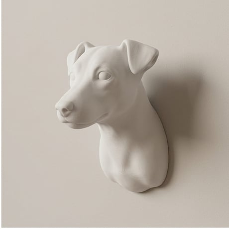 犬（ジャックラッセルテリア）の壁掛けレリーフ 3Dプリント 白PLA インテリア