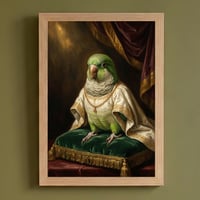 インコ（オキナインコ）のルネサンス風肖像画 油絵風アートA4額装インテリア壁掛け
