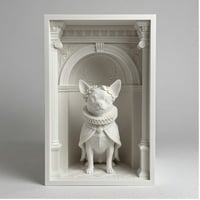 犬（チワワ）の3Dプリント ブックヌーク 白PLA 本棚インテリア