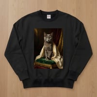猫（シャルトリュー）トレーナー ルネサンス風カラーアート ブラック 男女兼用