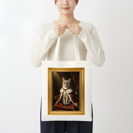 猫（バリニーズ）トートバッグ ルネサンス風カラーアート 金縁フレーム