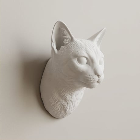 猫（オシキャット）の壁掛けレリーフ 3Dプリント 白PLA インテリア