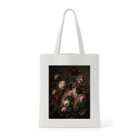 猫（バーミーズ）トートバッグ 花の油絵風アート キャンバス地
