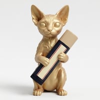猫（デボンレックス）の3Dプリント リップケース シルクゴールド キーホルダー