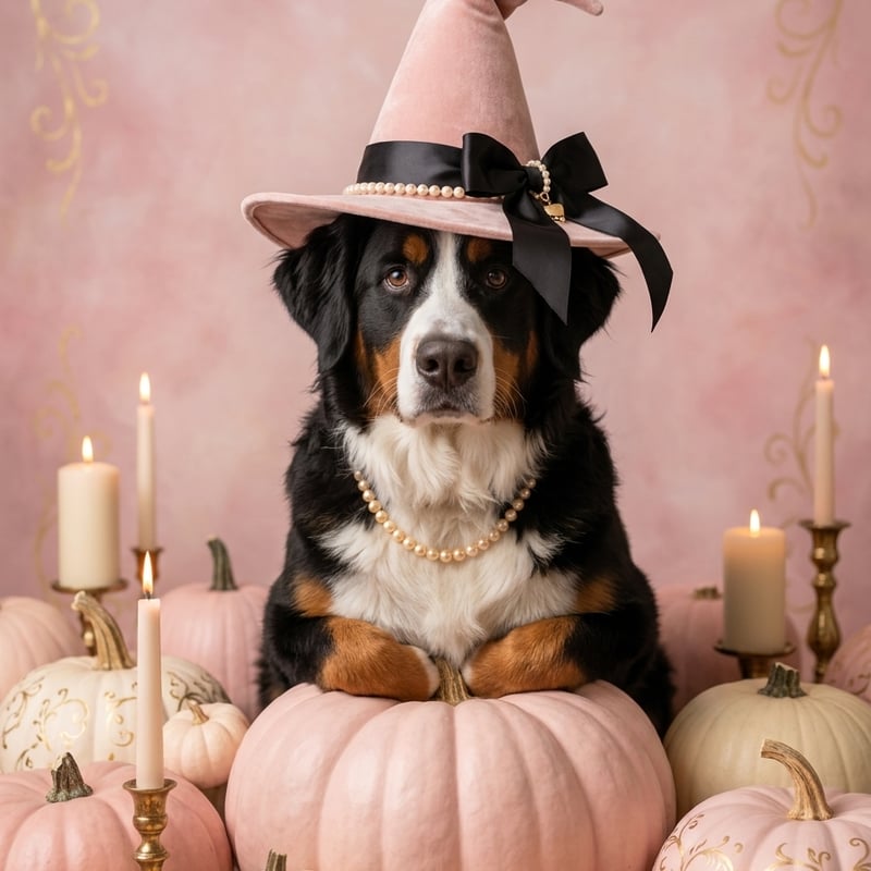 犬義　CASSINI CANVAS ART　キャンバスアート　新品未使用 犬（バーニーズマウンテンドッグ）のハロウィン限定アート A4金縁額装
