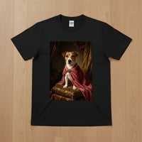 ジャックラッセルテリア半袖Tシャツ ルネサンス風カラー ブラック 男女兼用