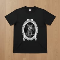 犬（コーギー）半袖Tシャツ ルネサンス風モノクロアート ブラック 男女兼用
