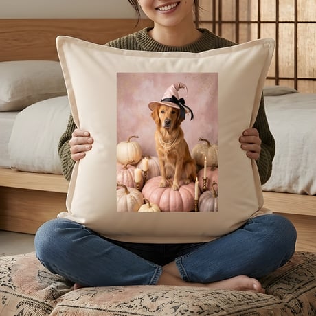 犬（ゴールデンレトリバー）クッション 45cm ハロウィン限定アート
