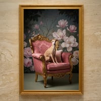 犬（イタリアングレーハウンド）のロココ調アート A3額装インテリア壁掛け