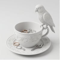 インコ（アカハラインコ）のアクセサリートレイ 小物入れ マットホワイト