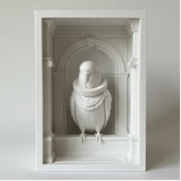 インコ（セキセイインコ）の3Dプリント ブックヌーク 白PLA 本棚インテリア