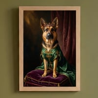 犬（ジャーマンシェパード）のルネサンス風肖像画 A4額装インテリア壁掛け
