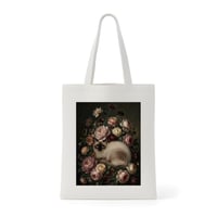 猫（バリニーズ）トートバッグ 花の油絵風アート キャンバス地