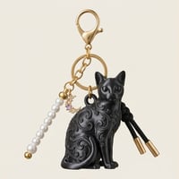 猫（バーミーズ）のキーホルダー ミニチュア シルクブラック