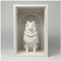 犬（サモエド）の3Dプリント ブックヌーク 白PLA 本棚インテリア