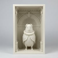 インコ（セキセイインコ）の3Dプリント ブックヌーク 白PLA 本棚インテリア
