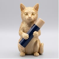猫の3Dプリント リップケース シルクゴールド キーホルダー