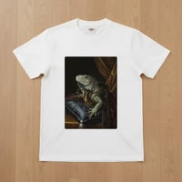 ブルーイグアナ半袖Tシャツ ルネサンス風カラー ホワイト 男女兼用