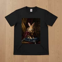 うさぎ（タン）半袖Tシャツ ルネサンス風カラーアート ブラック 男女兼用