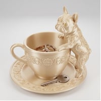犬（フレンチブルドッグ）のアクセサリートレイ 小物入れ シルクゴールド