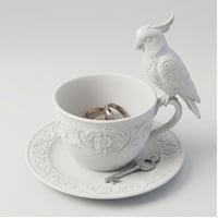 インコ（キバタン）のアクセサリートレイ 小物入れ マットホワイト