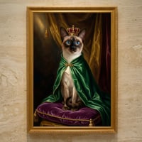 猫（バリニーズ）のルネサンス風肖像画 油絵風アートA3額装インテリア壁掛け