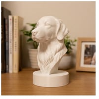 犬（ゴールデンレトリバー）の3Dプリント胸像 白PLA 彫刻 置物 インテリア