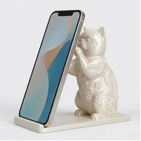 猫（エキゾチックショートヘア）のスマホスタンド 卓上 シルクホワイト