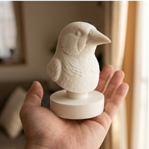 3Dプリントされた動物の置物3点セット、抽象芸術、インテリア装飾 アサヒスズメの3Dプリント胸像 白PLA 彫刻 置物 インテリア | うちの子