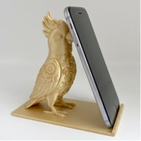 インコ（モモイロインコ）のスマホスタンド 卓上 シルクゴールド