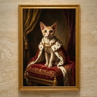 猫（デボンレックス）のルネサンス風肖像画 油絵風アートA3額装インテリア壁掛け