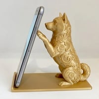 犬（柴犬）のスマホスタンド 卓上 シルクゴールド