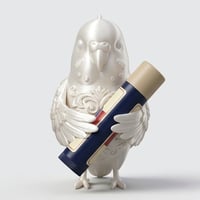 セキセイインコのリップケース 3Dプリント シルクホワイト キーホルダー