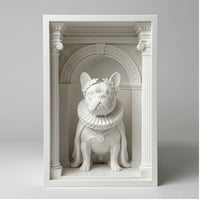 犬（フレンチブルドッグ）の3Dプリント ブックヌーク 白PLA 本棚インテリア