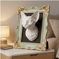 猫（デボンレックス）の壁掛けレリーフ 3Dプリント 白PLA インテリア