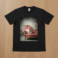猫（ラグドール）半袖Tシャツ ロココ調シャビーピンク ブラック 男女兼用