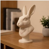 うさぎ（ハバナ）の3Dプリント胸像 白PLA 彫刻 置物 インテリア