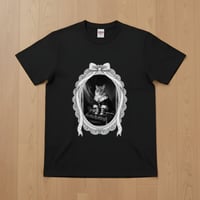 猫（ラグドール）半袖Tシャツ ルネサンス風モノクロアート ブラック 男女兼用