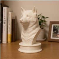 犬（柴犬）の3Dプリント胸像 白PLA 彫刻 置物 インテリア