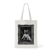 犬（フレンチブルドッグ）トートバッグ ルネサンス風モノクロアート 額縁デザイン