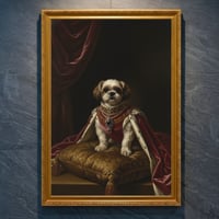 犬（シーズー）のルネサンス風肖像画 油絵風アートA4金縁額装インテリア壁掛け