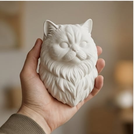 猫（ヒマラヤン）の壁掛けレリーフ 3Dプリント 白PLA インテリア