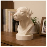 犬（ラブラドールレトリバー）の3Dプリント胸像 白PLA 彫刻 置物 インテリア