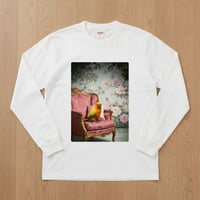 ナナイロメキシコインコ長袖Tシャツ ロココ調シャビーピンク ホワイト 男女兼用