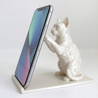 猫（オシキャット）のスマホスタンド 卓上 シルクホワイト