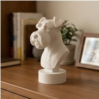 犬（ミニチュアシュナウザー）の3Dプリント胸像 白PLA 彫刻 置物 インテリア